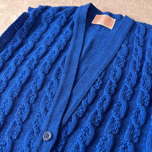 Pendleton Vintage Royal Blue Wool Cable Knit Sweater Vest Women's SZ Medium USA - Picture 6 of 7